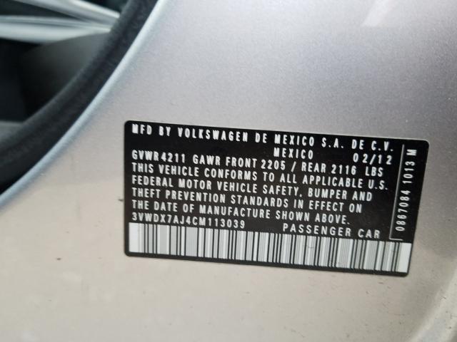 2012 VOLKSWAGEN JETTA SE 3VWDX7AJ4CM113039