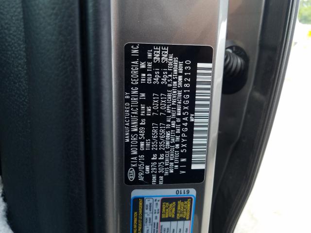 5XYPG4A5XGG182130 KIA SORENTO 2016
