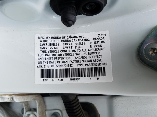 2019 HONDA CIVIC SI 2HGFC1E58KH701932