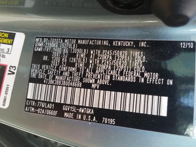 2011 TOYOTA VENZA 4T3BK3BB3BU048688