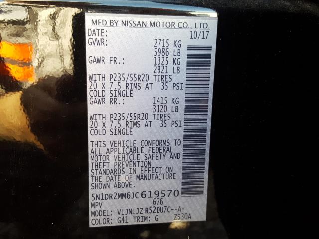 2018 NISSAN PATHFINDER 5N1DR2MM6JC619570