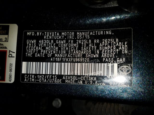 2015 TOYOTA CAMRY LE 4T1BF1FKXFU969520