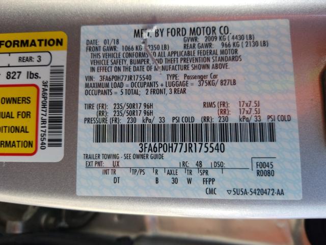 2018 FORD FUSION SE 3FA6P0H77JR175540