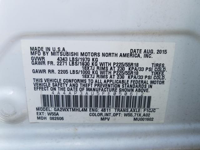 2015 MITSUBISHI OUTLANDER 4A4AP3AU5FE050612