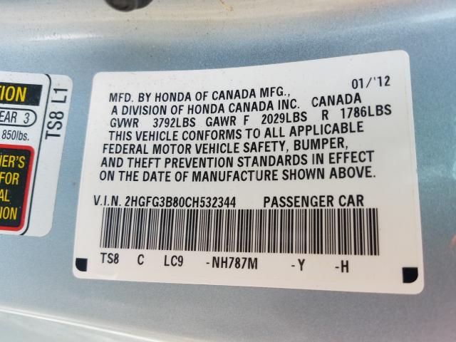 2012 HONDA CIVIC EX 2HGFG3B80CH532344