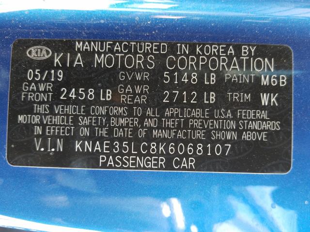 2019 KIA STINGER GT KNAE35LC8K6068107