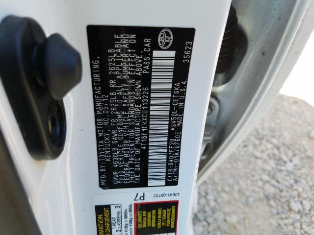 2012 TOYOTA CAMRY BASE 4T1BF1FKXCU113226
