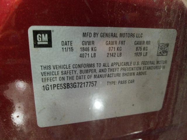 2016 CHEVROLET CRUZE LIMI 1G1PE5SB3G7217757