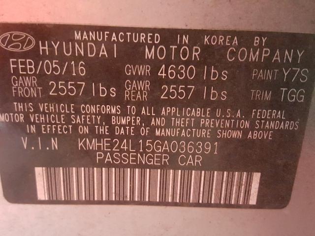 2016 HYUNDAI SONATA HYB KMHE24L15GA036391