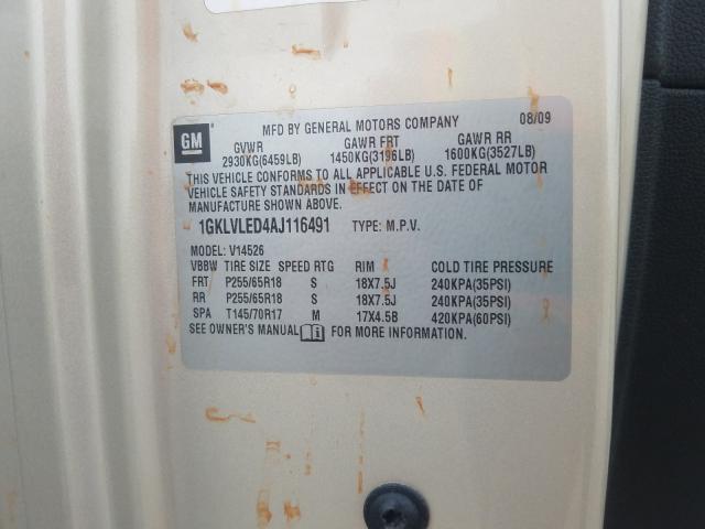 2010 GMC ACADIA SLE 1GKLVLED4AJ116491