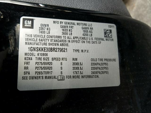 2011 CHEVROLET SUBURBAN K 1GNSKKE30BR279621