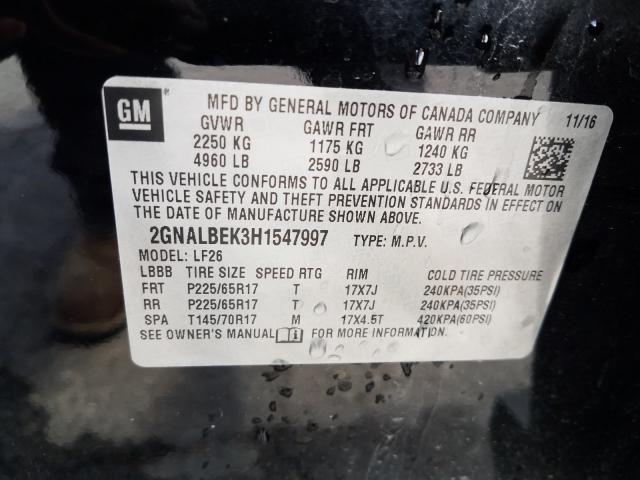 2017 CHEVROLET EQUINOX LS 2GNALBEK3H1547997