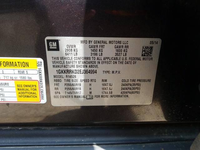 2014 GMC ACADIA SLT 1GKKRRKD2EJ364994