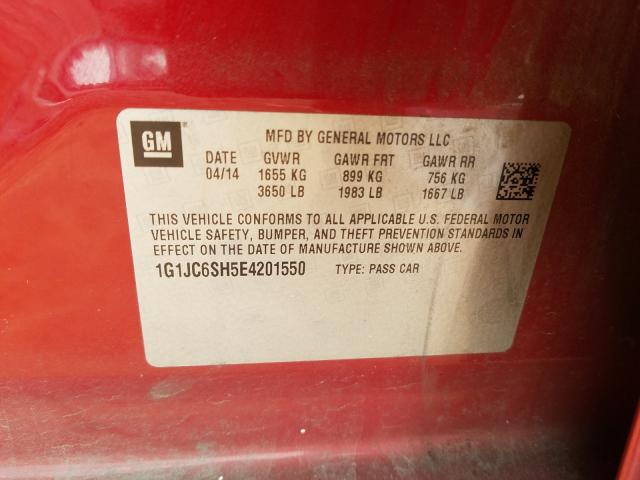 2014 CHEVROLET SONIC LT 1G1JC6SH5E4201550