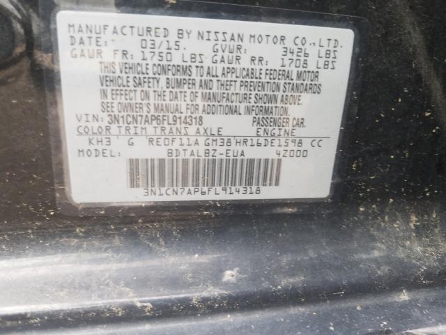 2015 NISSAN VERSA S 3N1CN7AP6FL914318