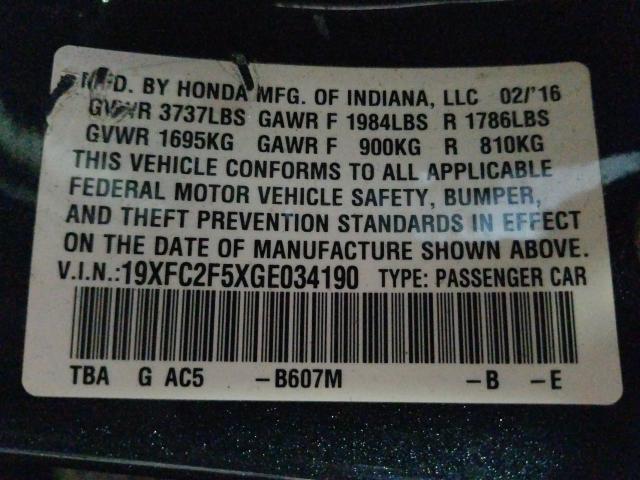 2016 HONDA CIVIC LX 19XFC2F5XGE034190
