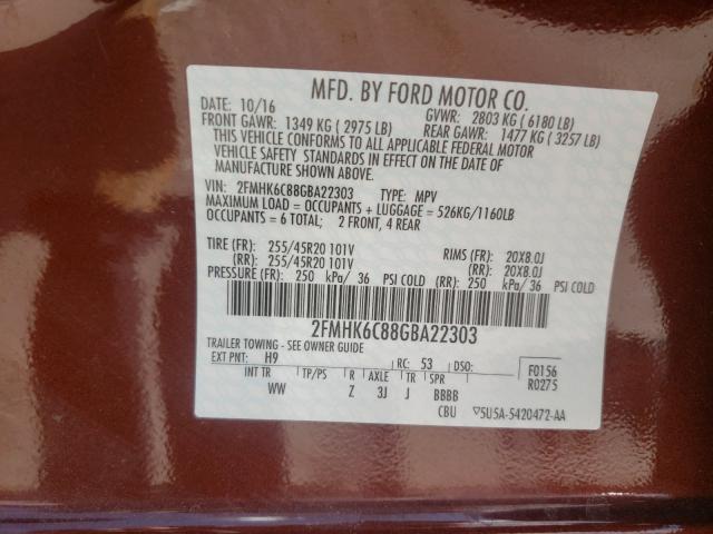 2016 FORD FLEX SEL 2FMHK6C88GBA22303