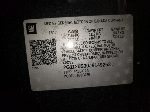 2018 CHEVROLET IMPALA PRE 2G1125S30J9149253