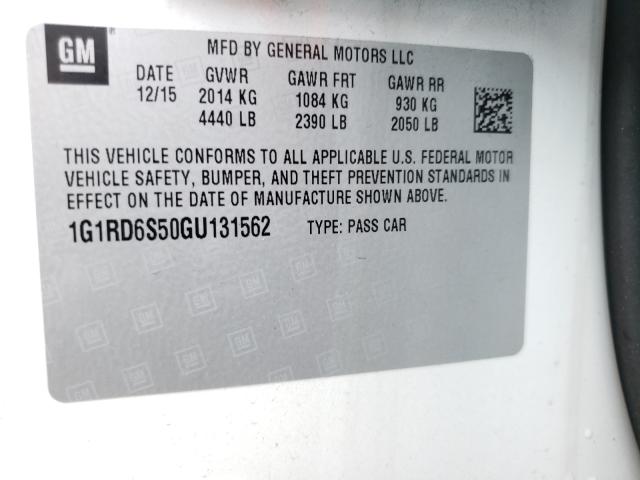 VIN 1G1RD6S50GU131562 2016 Chevrolet Volt, Ltz no.10