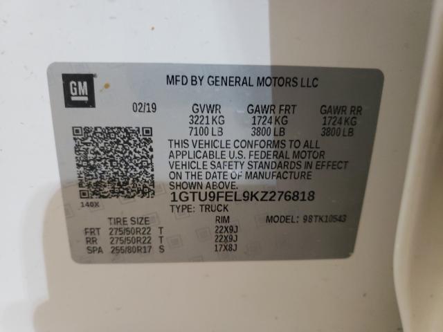 2019 GMC SIERRA K15 1GTU9FEL9KZ276818