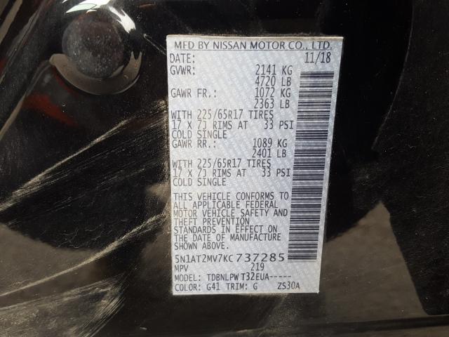 2019 NISSAN ROGUE S 5N1AT2MV7KC737285