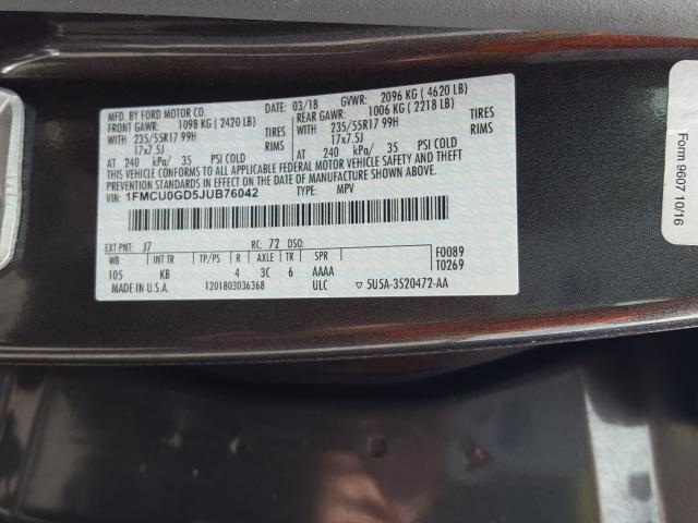 2018 FORD ESCAPE SE 1FMCU0GD5JUB76042