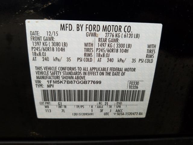 2016 FORD EXPLORER 1FM5K7B87GGB77699