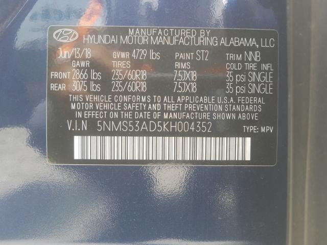 2019 HYUNDAI SANTA FE L 5NMS53AD5KH004352