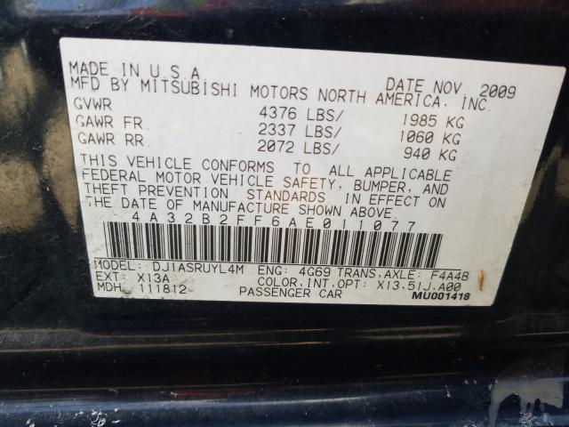 2010 MITSUBISHI GALANT FE 4A32B2FF6AE011077