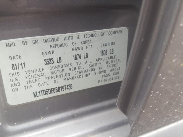 2011 CHEVROLET AVEO KL1TD5DE6BB197436