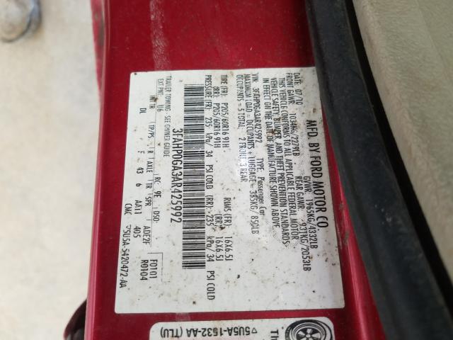 2010 FORD FUSION S 3FAHP0GA3AR425992