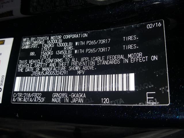 2016 TOYOTA 4RUNNER SR JTEBU5JR0G5324291