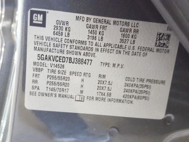 2011 BUICK ENCLAVE CX 5GAKVCED7BJ388477