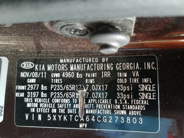 2012 KIA SORENTO BA 5XYKTCA64CG273803