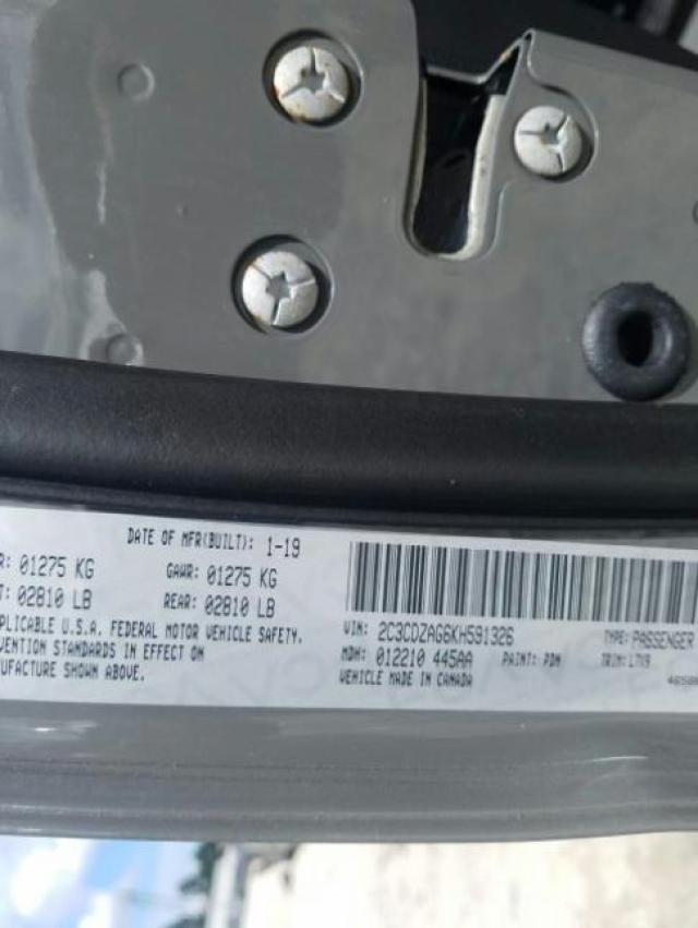 2019 DODGE CHALLENGER 2C3CDZAG6KH591326