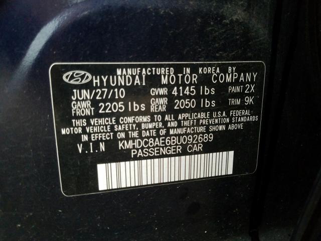 2011 HYUNDAI ELANTRA TO KMHDC8AE6BU092689