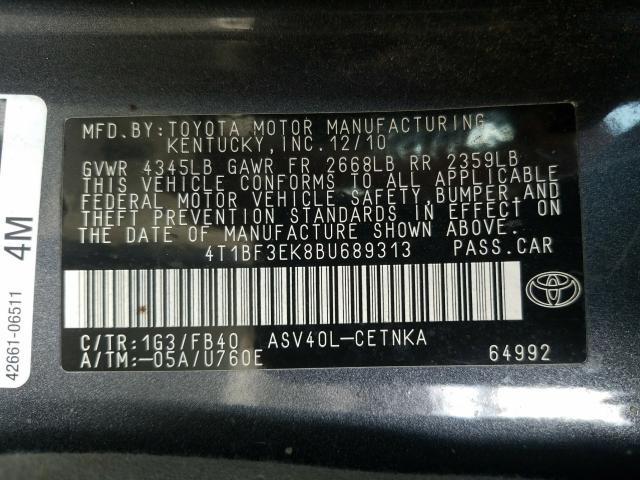 2011 TOYOTA CAMRY BASE 4T1BF3EK8BU689313