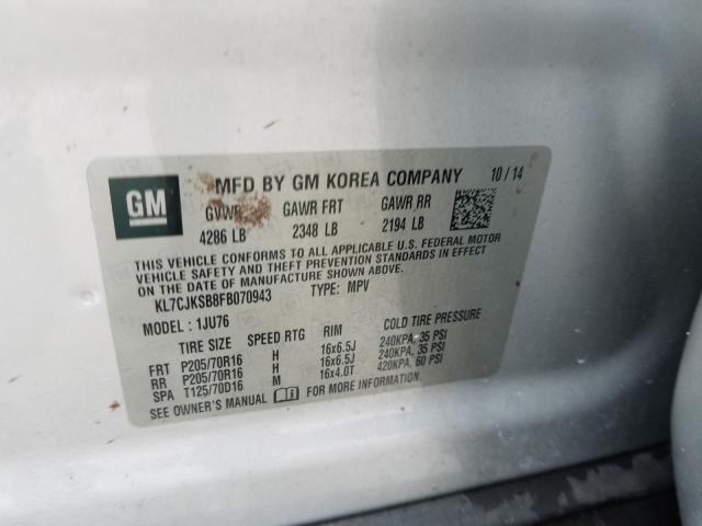 2015 CHEVROLET TRAX LS KL7CJKSB8FB070943
