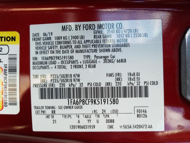 1FA6P8CF9K5191580 2019 Ford Mustang Gt