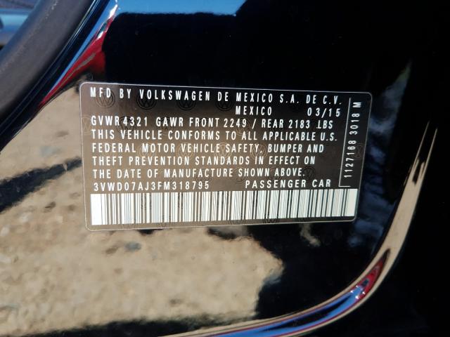 2015 VOLKSWAGEN JETTA SE 3VWD07AJ3FM318795