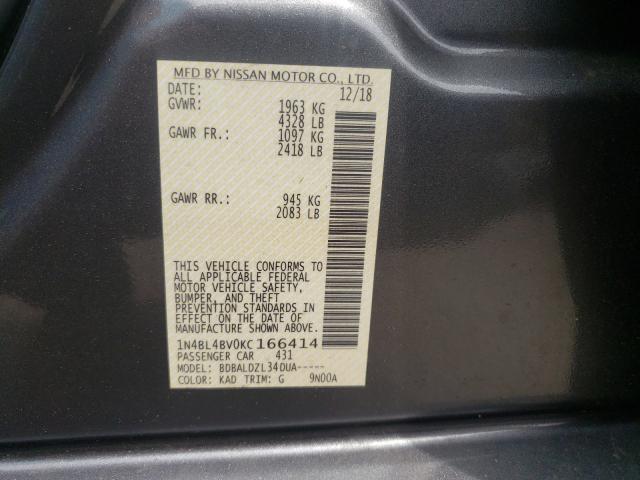 2019 NISSAN ALTIMA 1N4BL4BV0KC166414