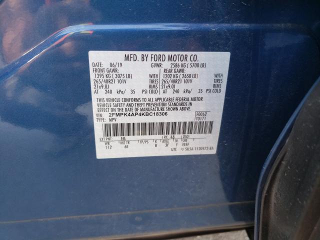 2019 FORD EDGE ST 2FMPK4AP4KBC18306