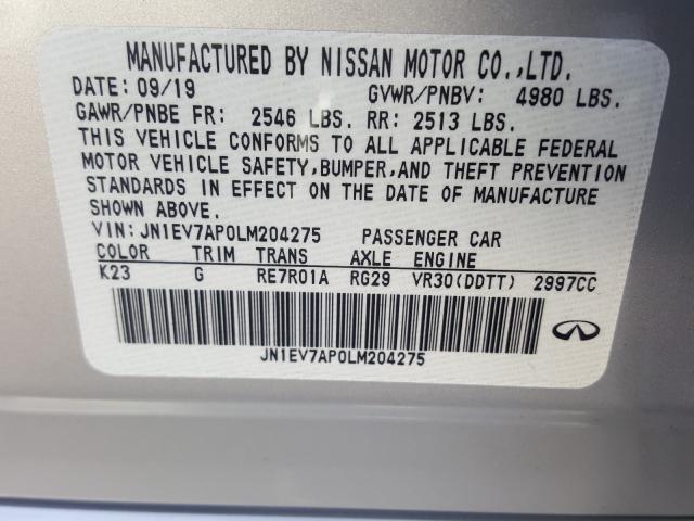 2020 INFINITI Q50 PURE JN1EV7AP0LM204275