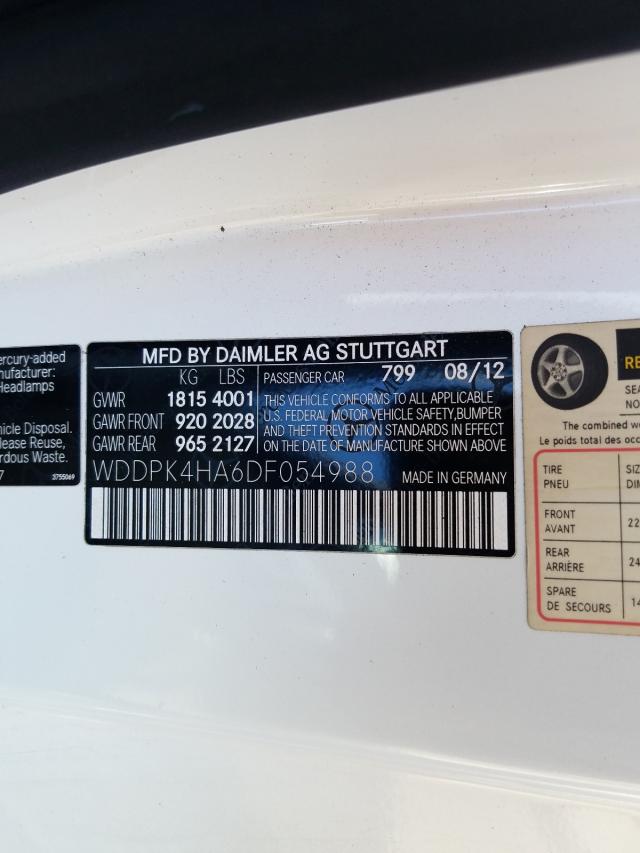 2013 MERCEDES-BENZ SLK 250 WDDPK4HA6DF054988