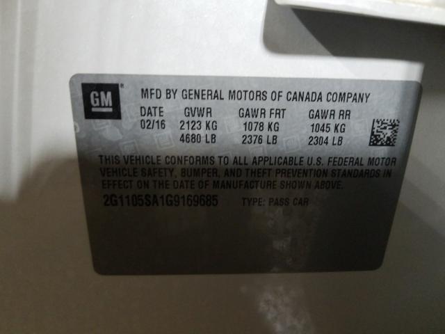 2016 CHEVROLET IMPALA LT 2G1105SA1G9169685