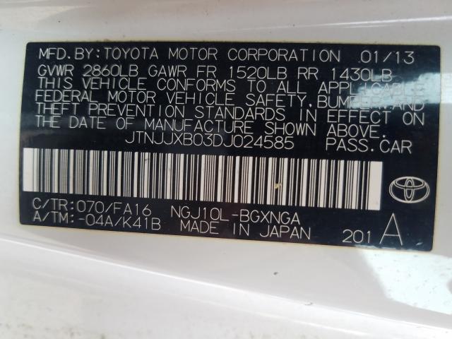 2013 TOYOTA SCION IQ JTNJJXB03DJ024585