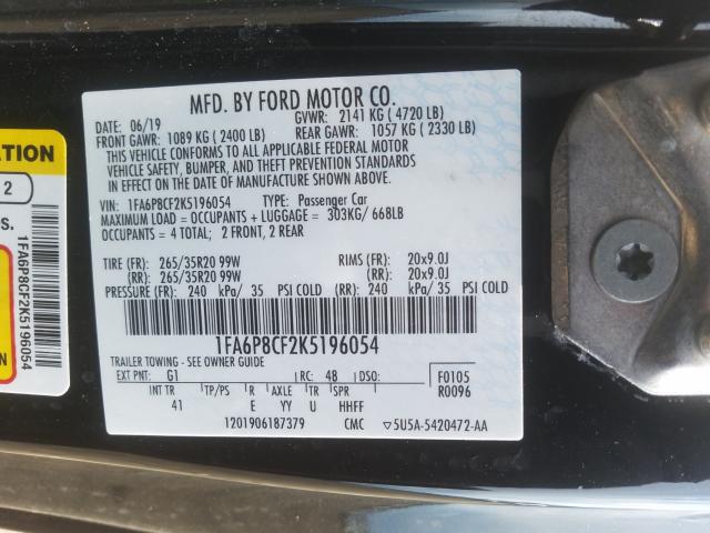 2019 FORD MUSTANG GT 1FA6P8CF2K5196054