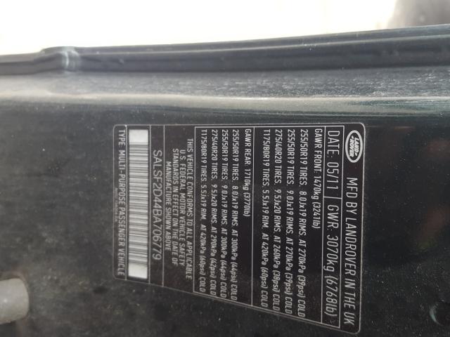 2011 LAND ROVER RANGE ROVE SALSF2D44BA706779