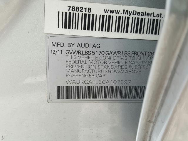 2012 AUDI S4 PRESTIG WAUKGAFL3CA107597