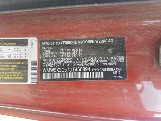 2013 MINI COOPER COU WMWSX3C57DT466894